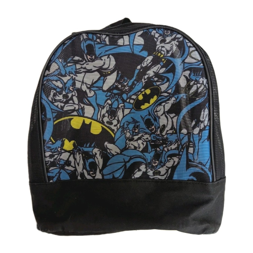 Batman Small Backpack Bookbag School Bag Book Bag Blue‎ Black Mesh Bat Signal